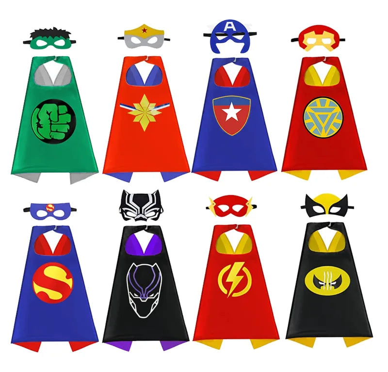 Kids Superhero Capes and Masks Costume Set for Halloween and Party