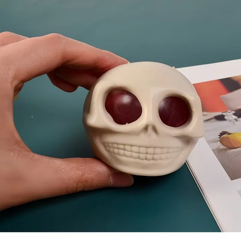 Halloween Skull Stress Ball Squeeze Toy - Blood and Maggots Decor, Stress Relief Fidget