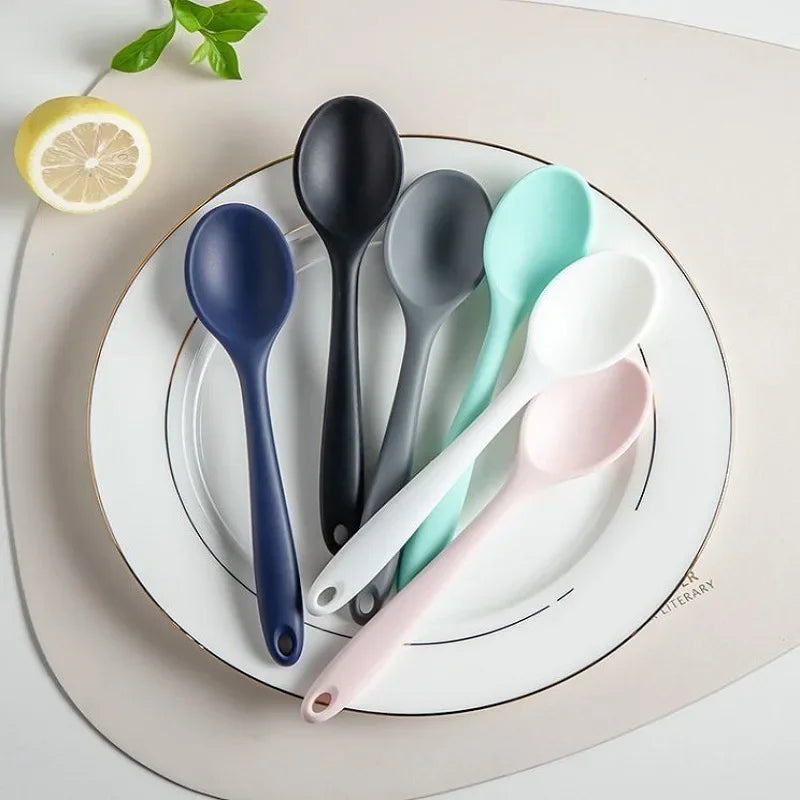 3pcs Silicone Soup Spoons Kitchen Mixing Ladles Non-Slip Cooking Utensils