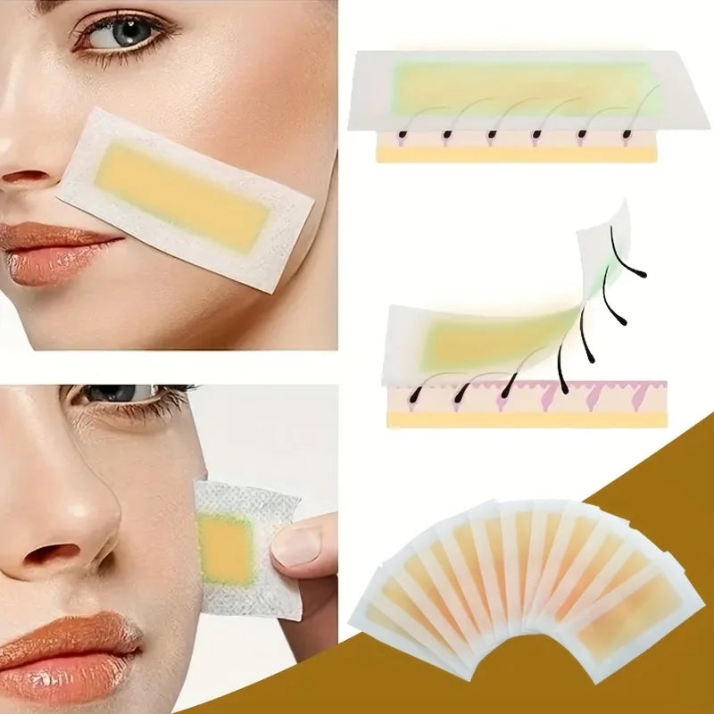 10pcs Honey Scented Facial Hair Removal Wax Strips for Brows Lips Cheeks
