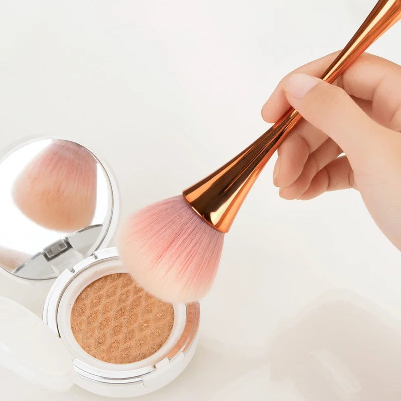 Rose Gold Powder Blush Makeup Brush Set with Soft Hair for Cosmetics and Nail Dust Cleaning
