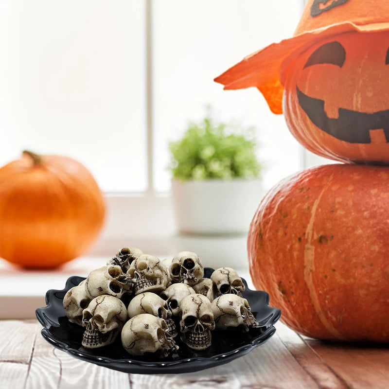 Halloween Skull Sculptures Set - 20-60 Pcs Decorative Skeleton Models for Garden & Festive Decor
