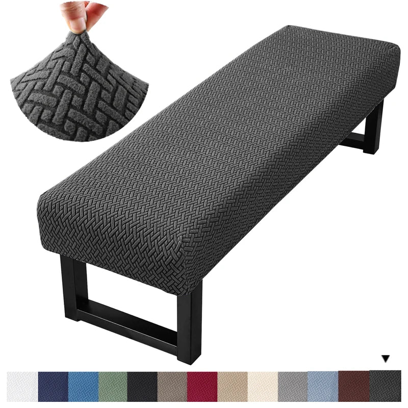 Stretch Jacquard Dining Bench Cover - Removable, Washable Seat Protector for Living Room
