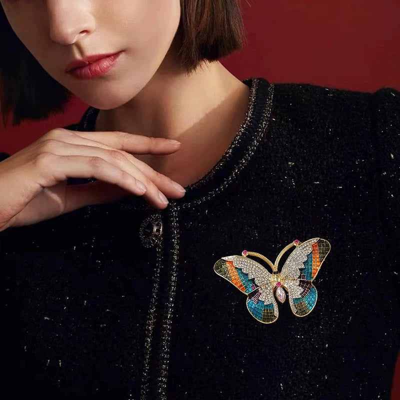 Colorful Rhinestone Butterfly Brooch for Women Casual Party Office Jewelry