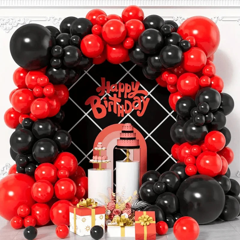 Black and Red Balloon Set Decorations for Weddings and Parties - 117 Pieces