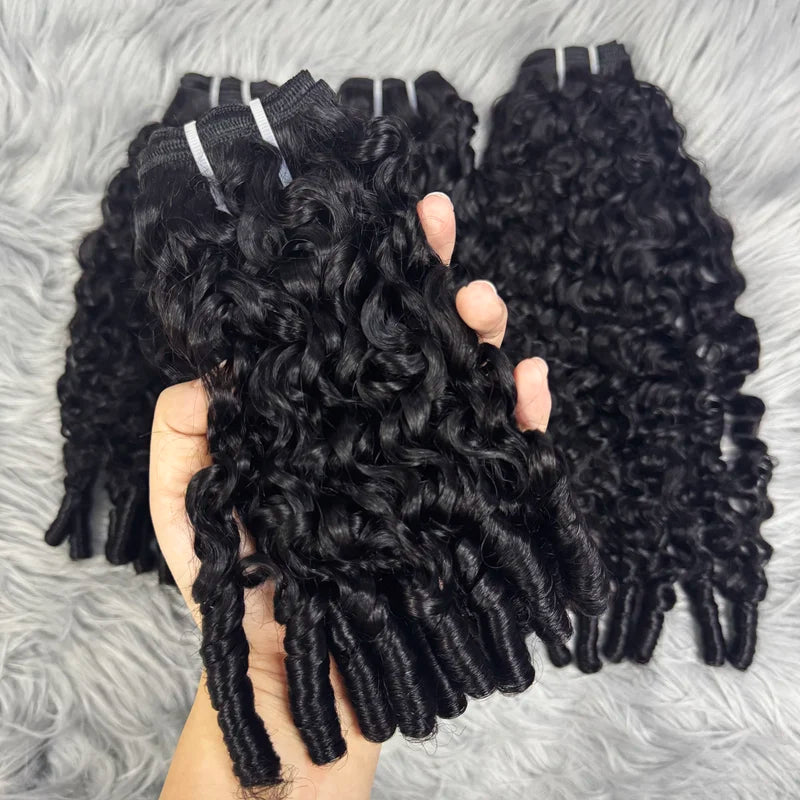Burmese Curly Human Hair Extensions - Sew In Raw Hair Bundles, Double Drawn, Brazilian Remy