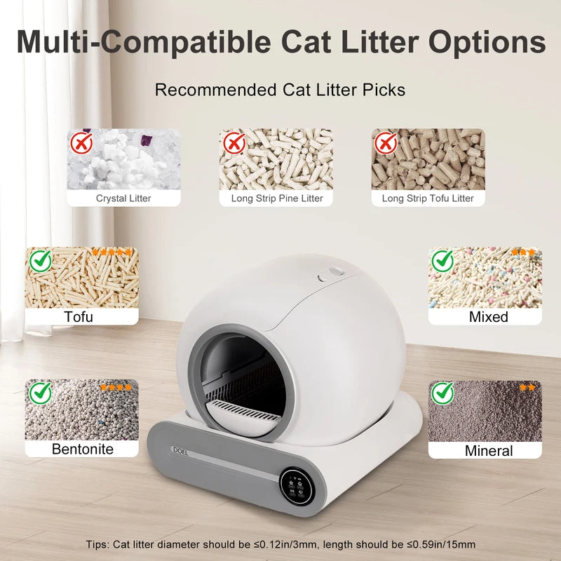 Automatic Self-Cleaning Cat Litter Box with APP Control & Large 65L Capacity