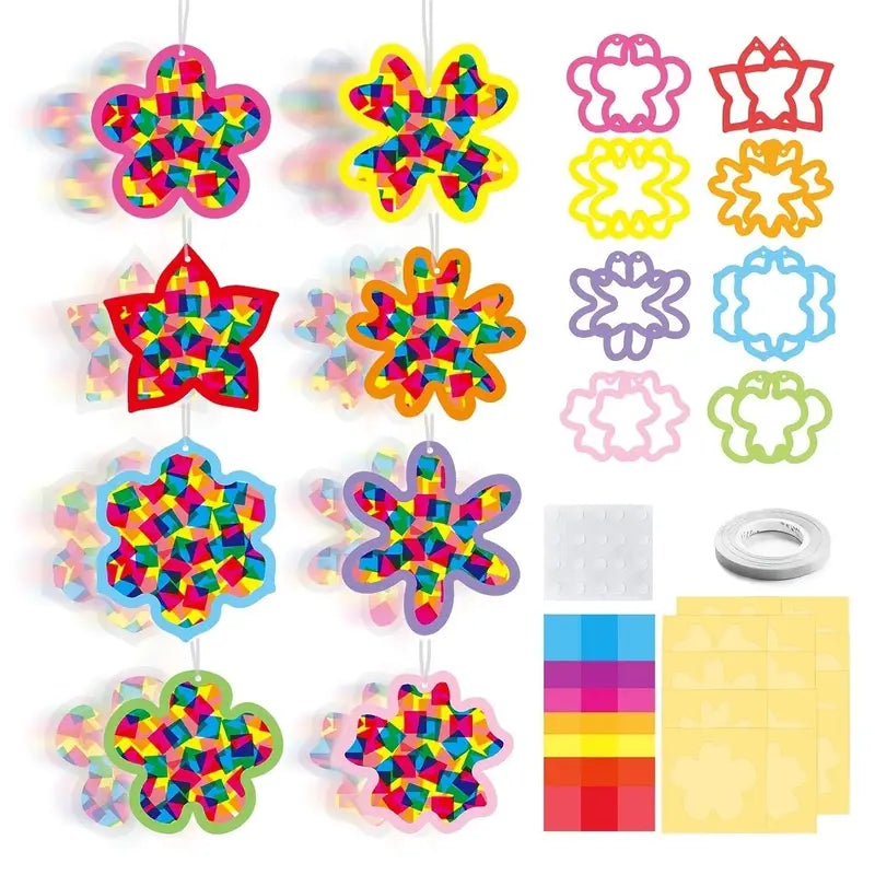 Kids Stained Glass Craft Kit for Windows - Easter Paper Hanging Ornament Set