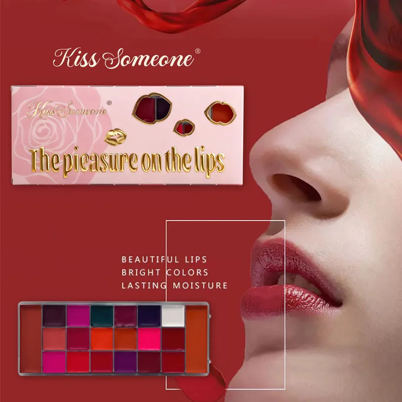 20-Color Waterproof Powder Blusher Lip Gloss All-in-One Makeup Plate Matte Lip Color