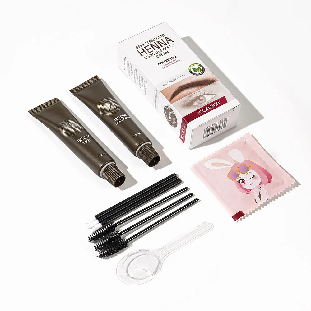 Fast-Drying Henna Eyelash & Brow Dye Tint - Semi-Permanent Makeup Cream