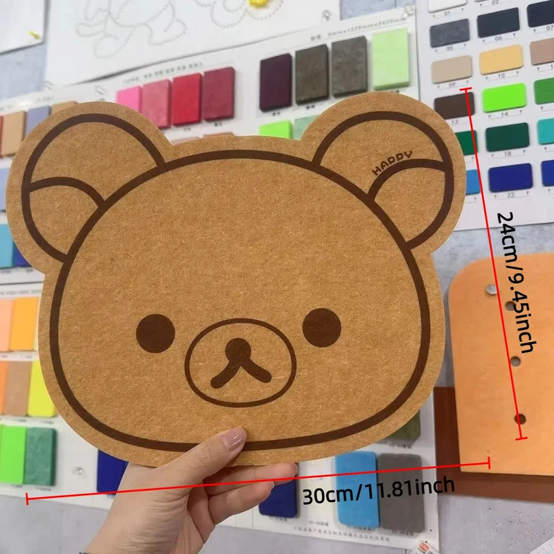 Children's Room Felt Wall Decor Panel with Bear Design - 30x24cm