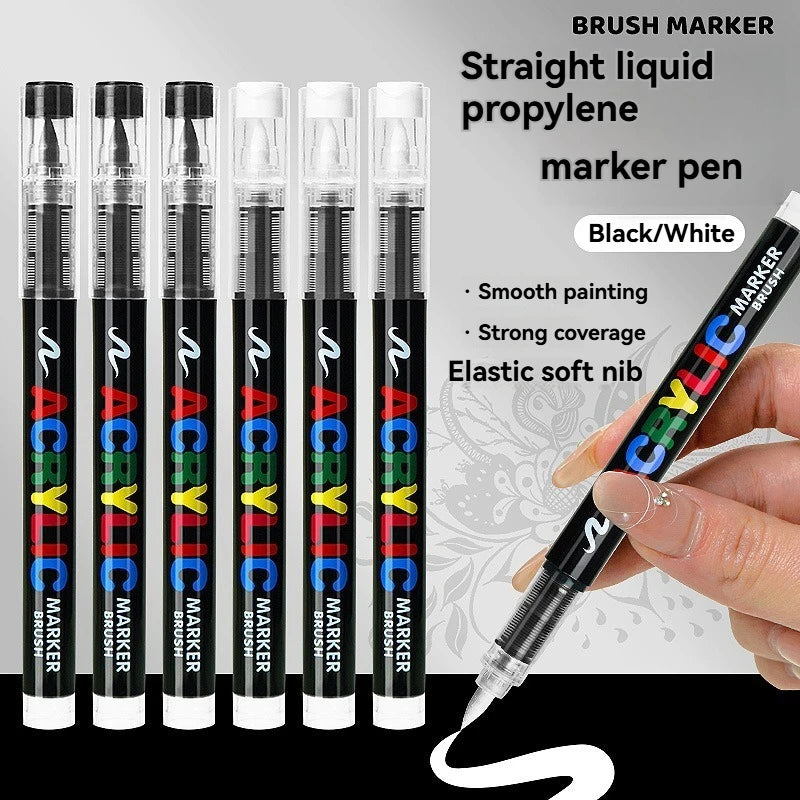 Acrylic Paint Pen Set 12 Colors Markers for Wood Canvas Rock Painting Gift - Black White Gold Silver