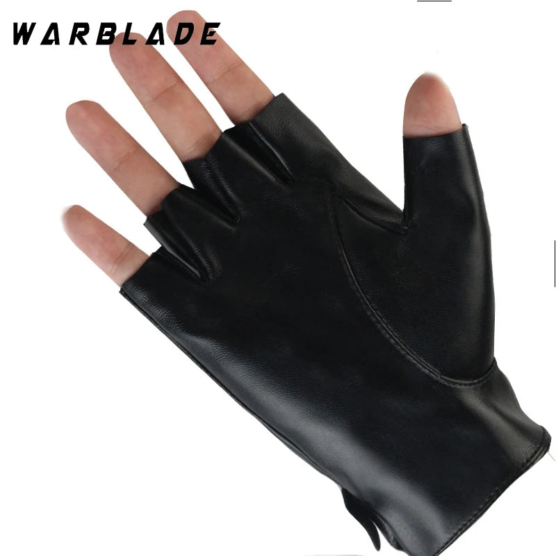 Women Halloween PU Leather Waterproof Fingerless Gloves - Punk Fashion Cycling & Dance Gloves