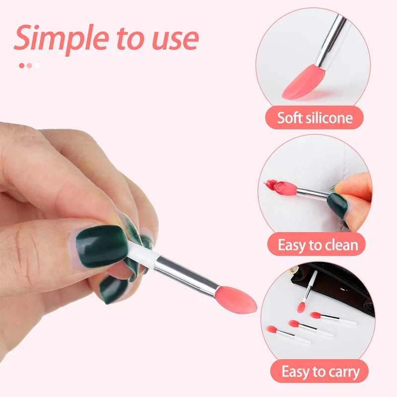 Silicone Lipstick Lip Brush Set with Dust-Proof Cover - Exfoliating & Plumping Makeup Tools