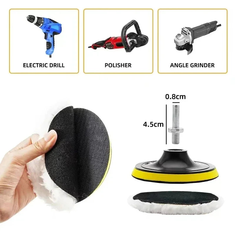 Car Polishing Pad Set - 3, 4, 5 Inch Wool & Foam Buffing Discs for Auto Paint Care