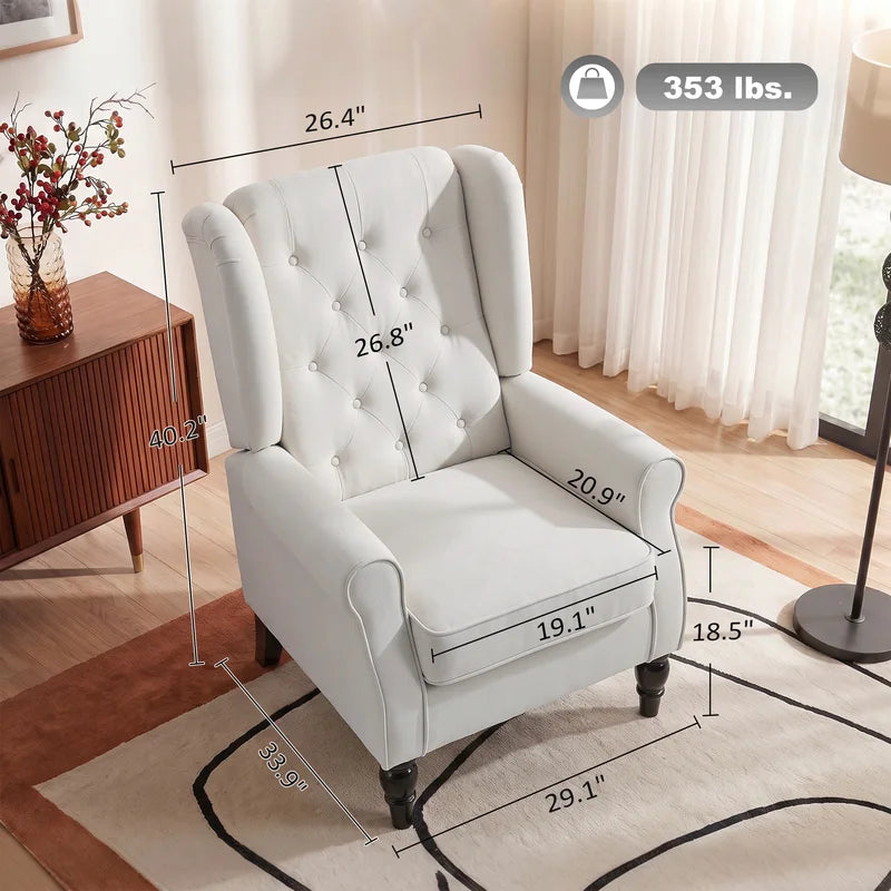 Mid-Century Modern Accent Armchair with Tufted Upholstery and Wooden Legs
