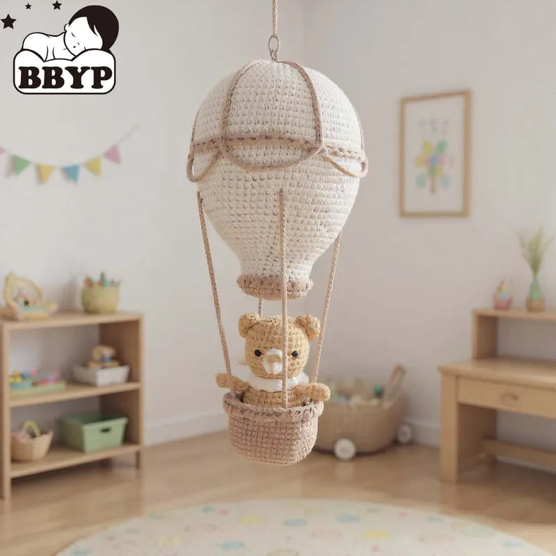 Handmade Crochet Hot Air Balloon Wall Hanging Nursery Decor Boho Room Gift