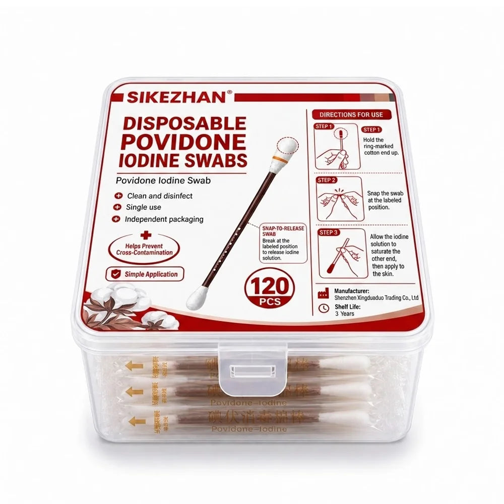 Disposable Iodine Cotton Swabs with Individual Packaging for First Aid & Wound Care
