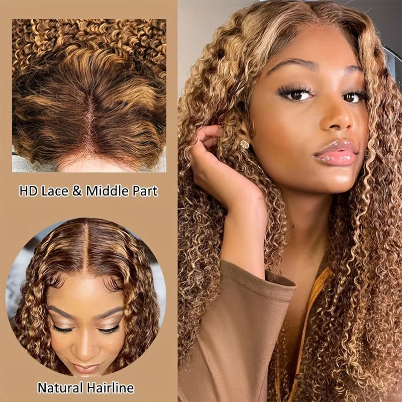 Human Hair Lace Front Wigs 4/27 Ombre Deep Wave HD Transparent Lace - 200% Density