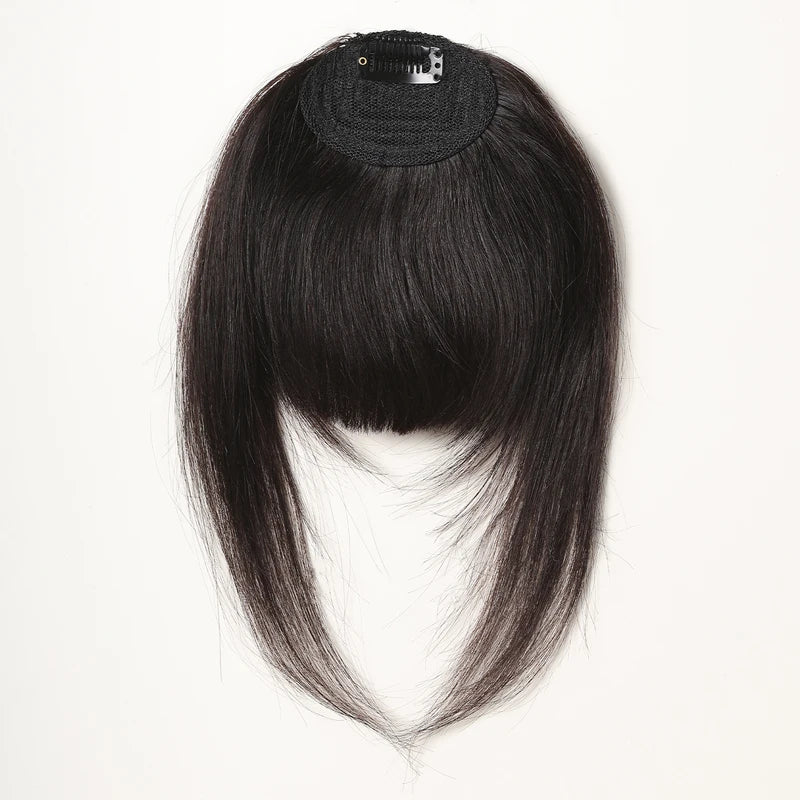Clip-In Human Hair Bangs for Women - Natural Black & Brown Styles, Easy Wear, Reusable