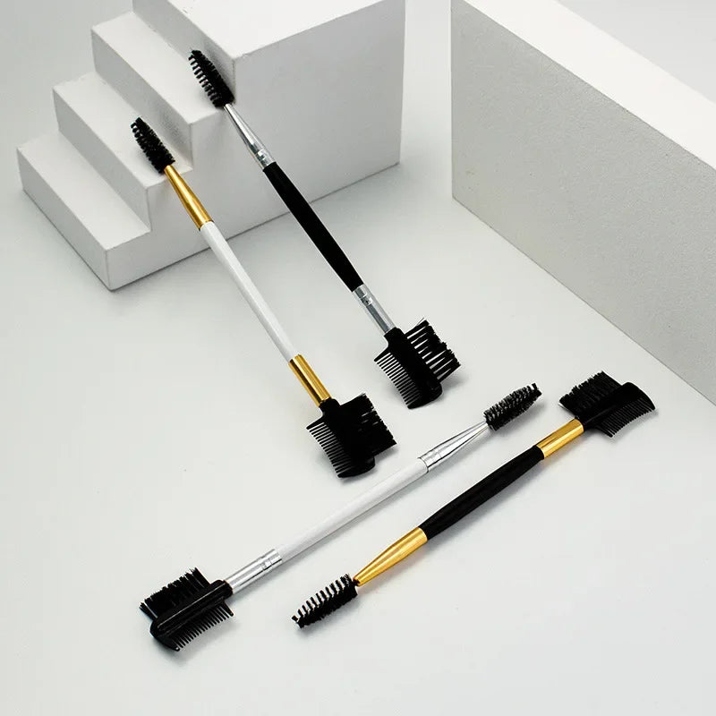 Double Ended Eyebrow & Eyelash Brush Comb Makeup Tool - Professional Cosmetic Applicator