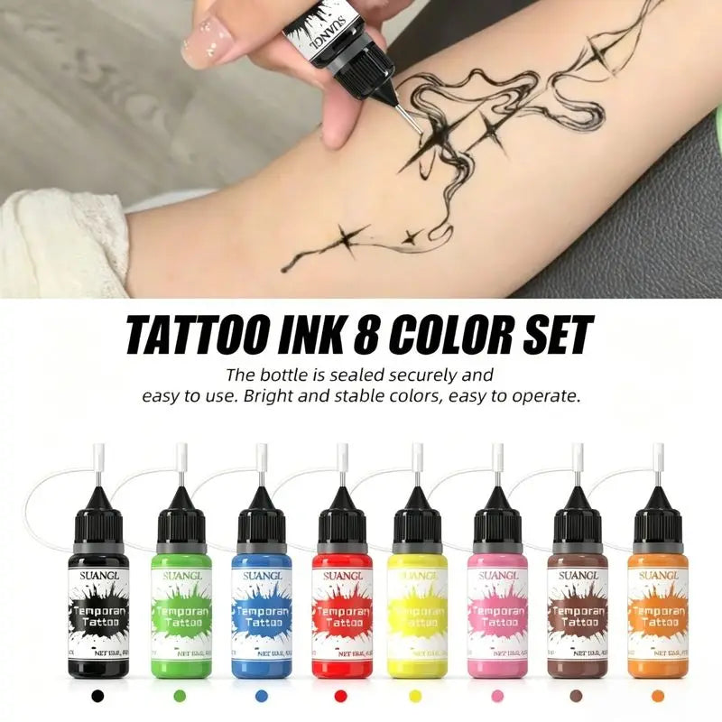 Colorful Tattoo Juice Paste for Body Art, Semi-Permanent DIY Henna Tattoo Kit