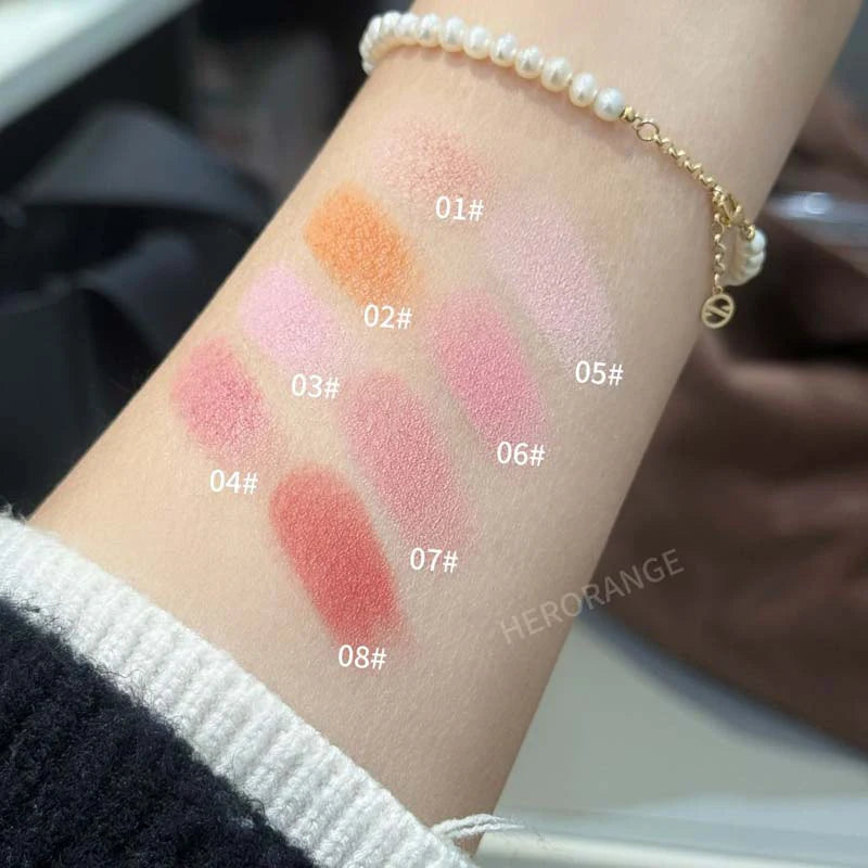 Monochrome Matte Blusher Palette - Waterproof Natural Cheek Color for Face Makeup