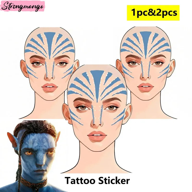 Fantasy Face Tattoo Sticker Cosplay Props for Avatar Movie Halloween Carnival