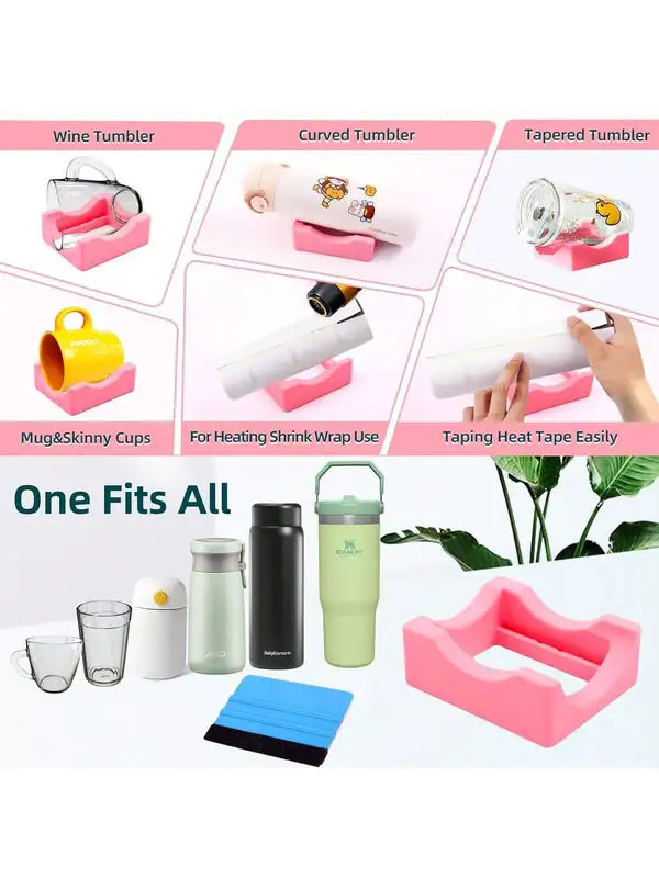 Silicone Tumbler Cup Cradle with Slot - Anti-Slip Vinyl Decal Holder for Crafts
