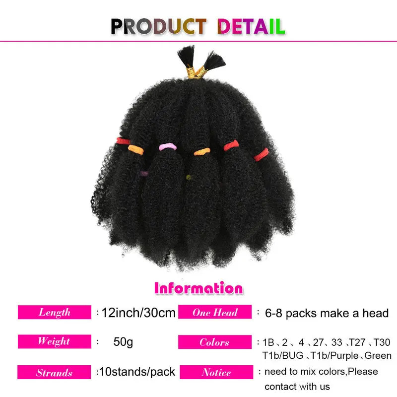 Synthetic Afro Kinky Hair 12 Inch Pre-Stretched Twist & Braiding Hair