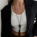 Black Resin Tassel Pendant Necklace for Women Adjustable Chain Jewelry