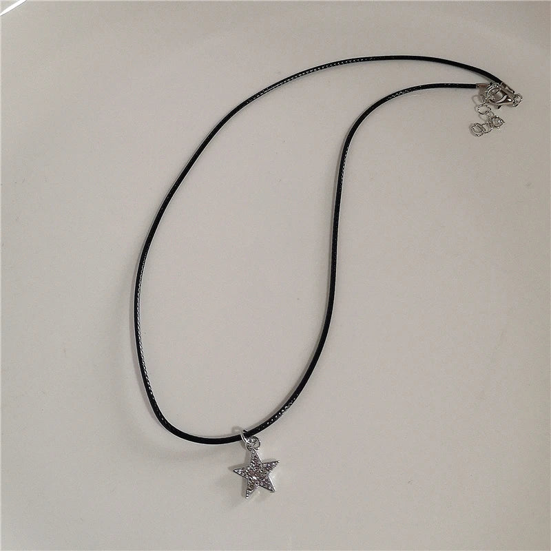 Kpop Goth Vintage Y2K Star Pendant Beaded Chain Necklace for Women & Men
