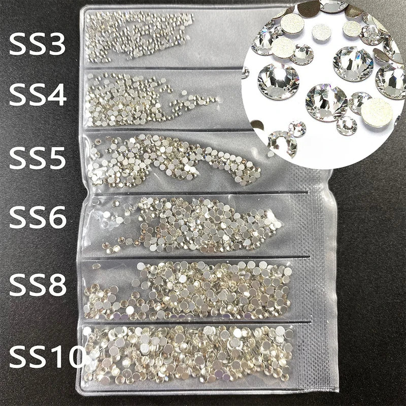 Assorted Flat Back Glass Rhinestones for Nail Art & Crafts - Non Hotfix Crystals