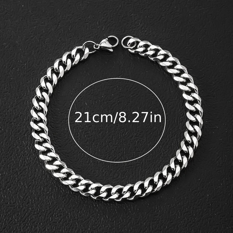 7-Piece Stainless Steel Bracelet Set for Men, 8.27 Inch Daily Wear Gift