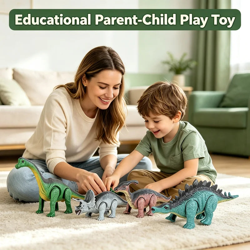 Wind-Up Mechanical Dinosaur Toy Set - Realistic 4-Pack Educational Playset for Kids