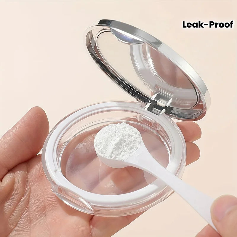 Ultra-Thin Loose Powder Compact with Mirror - Portable Makeup Storage Container