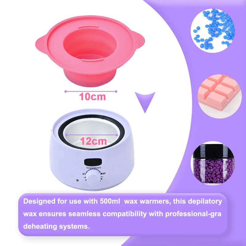 Reusable Silicone Wax Melting Pot for Hair Removal - Heat-Resistant, Non-Stick, Easy to Clean