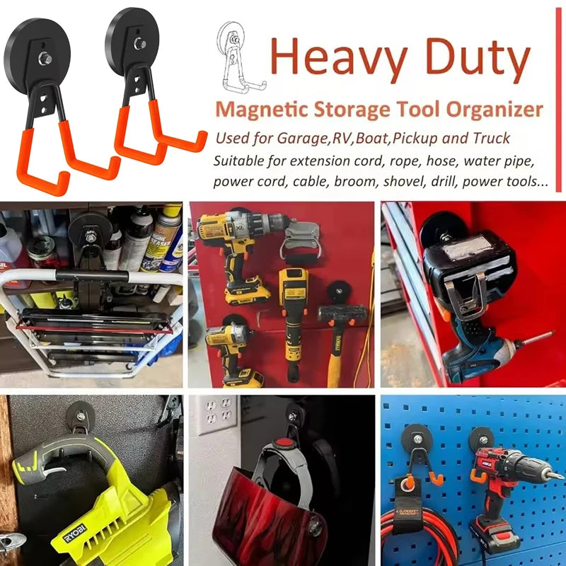Heavy Duty Magnetic Hooks for Garage Home Garden Tool Hanging Nail-Free Installation