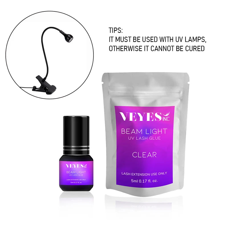 UV Lash Extension Glue Clear 5ml - Fast Curing Eyelash Adhesive for Professional Use