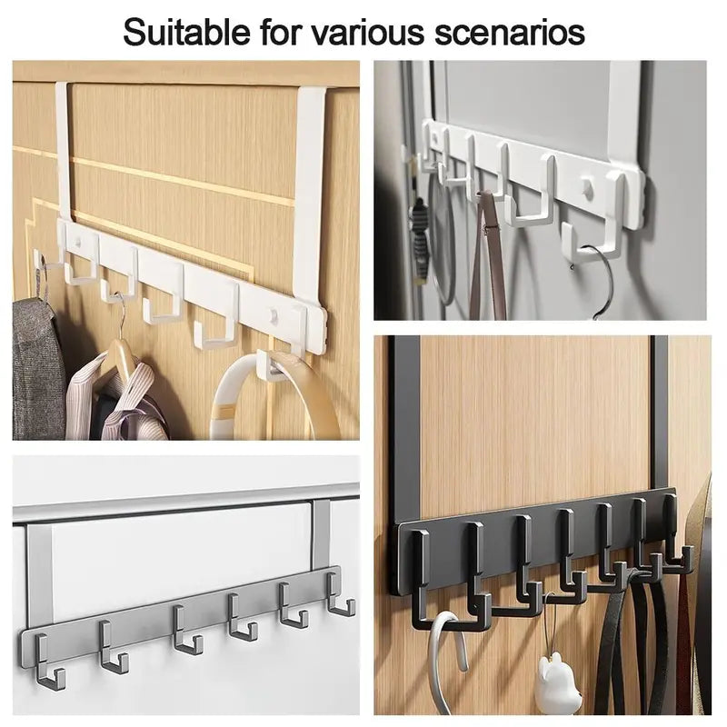 6-Piece Over-the-Door Clothes Hooks Set - Multi-Color Home Organizer Rack