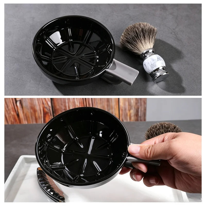 Shaving Bowl with Brush Holder - Wet Shaving Foam Soap Dish & Tool