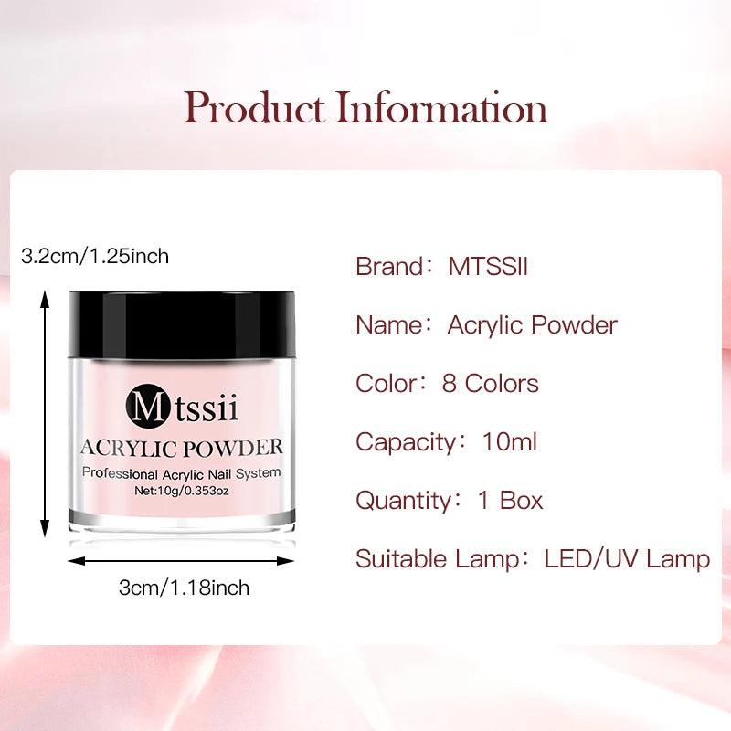 Professional Nail Acrylic Powder & Liquid Set - 8PCS Nail Art Kit with Brush