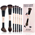 Professional Makeup Brush Set with Sponge - 14pcs Double Sided Face & Eye Brushes, Gift Box