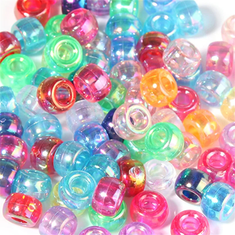 Multi-Colored Plastic Beads for Jewelry and Crafts - Large Hole Pony Beads (500/1000pcs)
