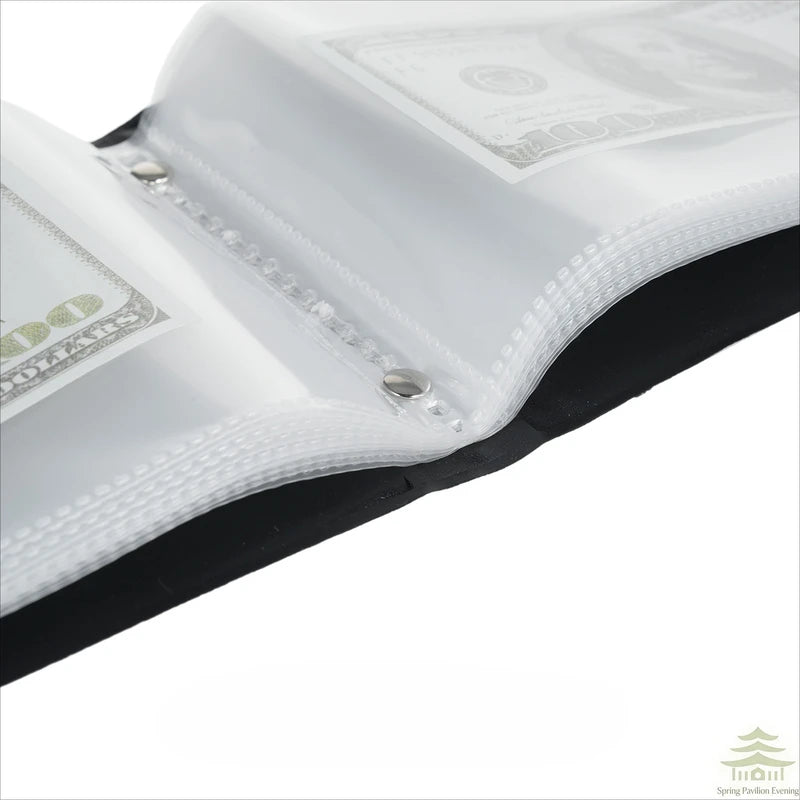 40-Pocket Currency Collecting Album with Clear Bill Holders - PU Leather Storage Book