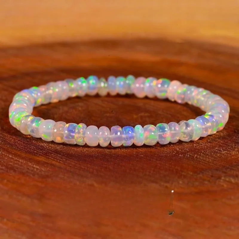 Natural Ethiopian Opal Beaded Bracelet for Women Healing Crystal Jewelry Gift