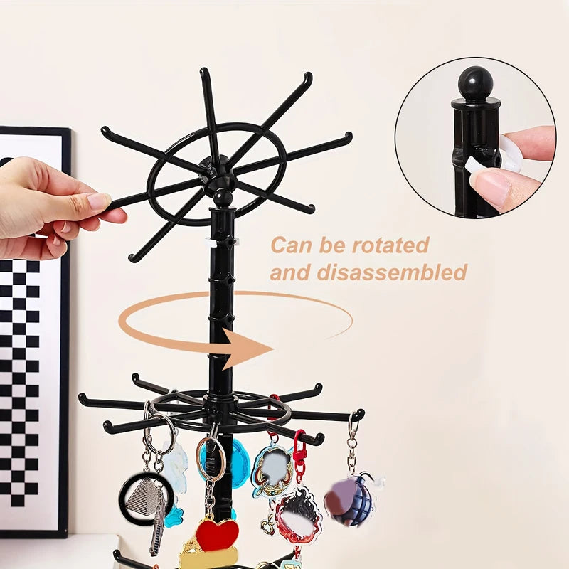 Multi-Layer Rotatable Jewelry Display Rack with Hooks for Organizing Bracelets & Accessories
