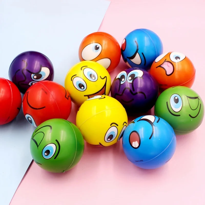 12-Pack Soft Stress Balls - Funny Expression PU Foam Squeeze Toys for Wrist Exercise and Anxiety Relief