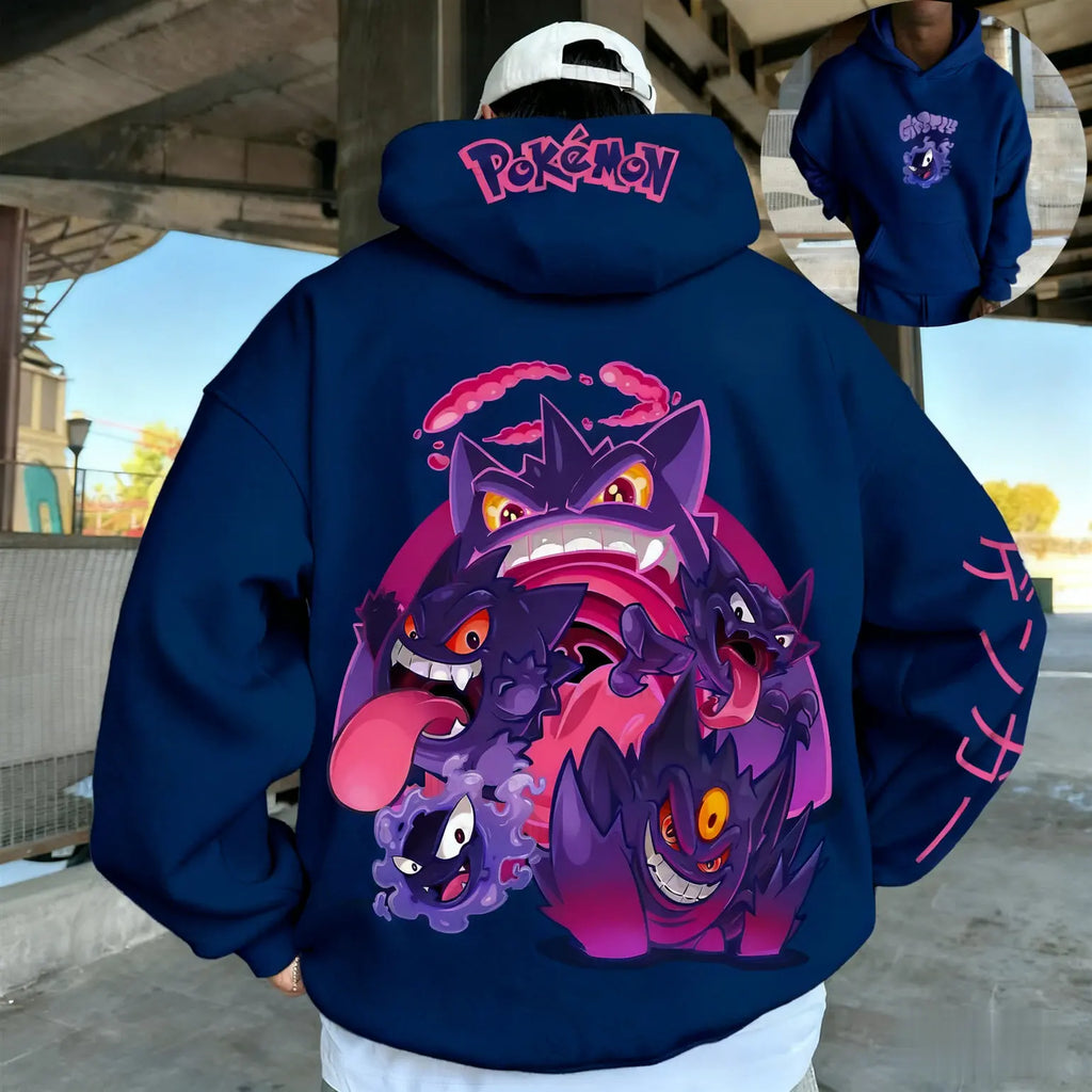 Pokemon Anime Hoodie Gengar Haunter Gastly Sweatshirt for Adults Kids
