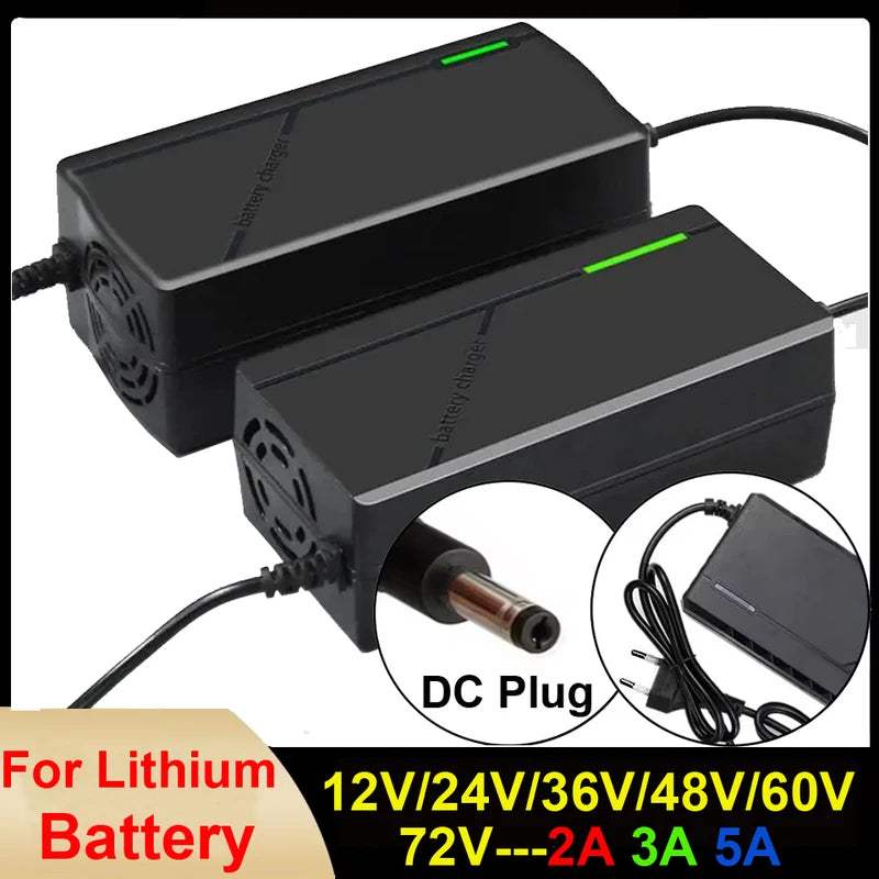 Universal 12V-72V Lithium Battery Charger 2A/3A/5A Fast Power Adapter EU/US